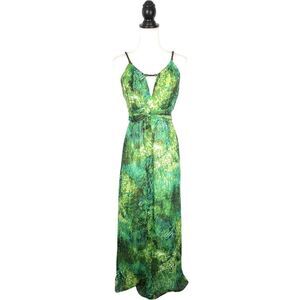 Sheri Martin Bright Green Teal Flowy Sleeveless Maxi Dress Size 6